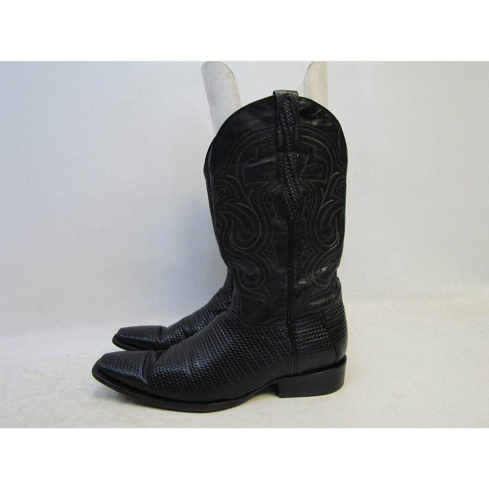 El General Mens 8 D Black Leather Cowboy Western Boots